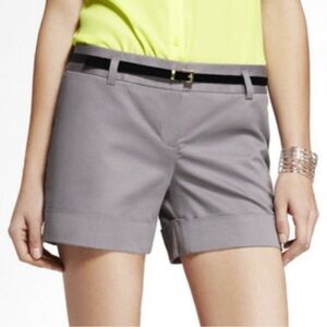 Express NWT Women's Gray Flat Front Cuffed Classic Chino Dress Shorts Size 12
